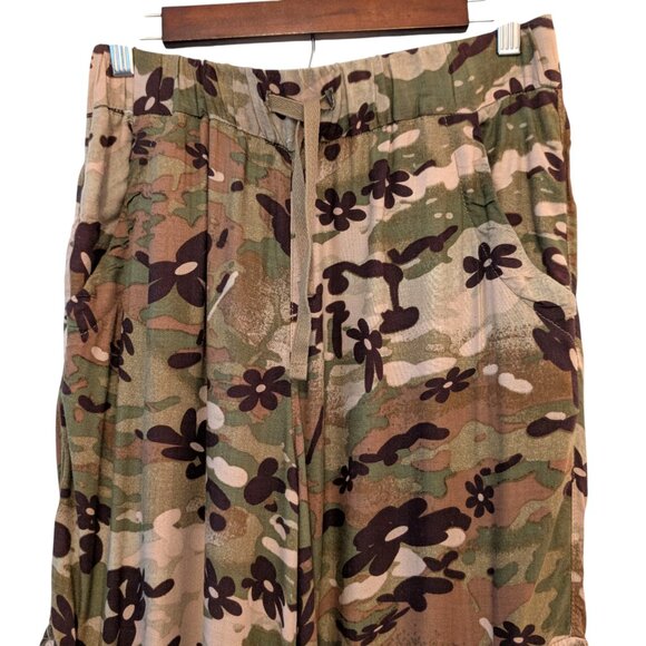 Urban Outfitters Womens Sz S Floral Camo Cargo Utility Drawstring Viscose Pants - Picture 4 of 11